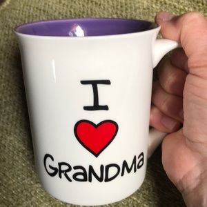 I LOVE GRANDMA Lorrie Veassey mug HEART white purple red coffee tea mug …cocoa